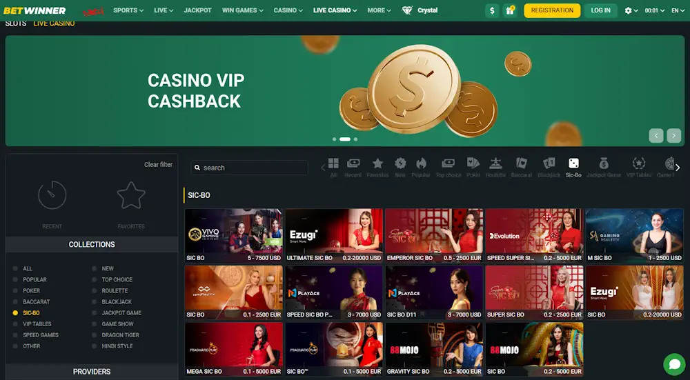 Betwinner Casino Sic Bo Games Screenshot